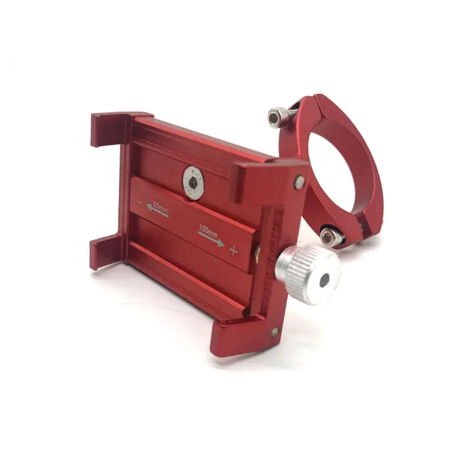 Red mobile phone holder for bicycle and electric scooter